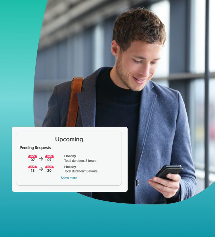 image of man in airport with overlay of approval screen